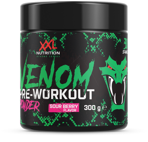 Unleash your energy and performance with Venom Pre-Workout Powder by XXL Nutrition, available in Curacao.